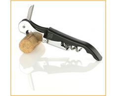 TK THERMALKING 3-in-1 Kellnermesser mit Doppelhebel | Korkenzieher | Flaschenöffner | Kapselschneider | Weinmesser | Kellnerbesteck | Sommeliermesser (Schwarz)