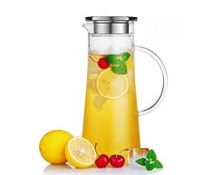 susteas 1.5 Liter 53 Unzen Glas Krug karaffe mit Deckel Eistee Krug Wasserkrug heißes kaltes Wasser Eistee Wein Kaffee Milch und Saft Getränkekaraffe wasserkaraffe glaskaraffe