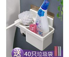 HDOUBR Bad WC-Bürstengarnitur Haushalt Lange Stielbürste Keine Toten Winkel frei stanzen Toilettenbürstenhalter Wäsche WC weiche Haarbürste, abnehmbare Wasserschale + Rack [Set