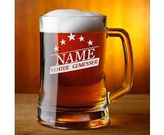 polar-effekt Bierkrug Personalisiert mit Gravur eines Namens - Bierseidel Geschenk zum Geburtstag - Motiv Geniesser Sterne 0,5l