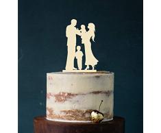 Manschin Laserdesign Cake Topper, Tortenstecker, Tortenfigur Acryl, Tortenständer Etagere Hochzeit Hochzeitstorte (Creme/Elfenbein)