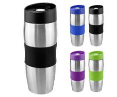 WELLGRO® Thermobecher 380 ml - Edelstahl - BPA-frei - Isolierbecher - Farbe wählbar, Farbe:Schwarz