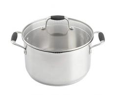 VonShef Kasserolle / Schmortopf, Kochtopf Edelstahl 24 cm – Fassungsvermögen 5 L – Mit Glasdeckel & Aluminiumboden – Geeignet für Induktion und Ceranherd