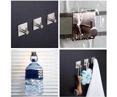 Hochwertig 4 St. selbstklebend Handtuchhaken, RMBT jetzt mit noch mehr Haltekraft NEU-3M-Powerklebegel, SOFORT LIEFERUNG, Haken Wandhaken Edelstahl rostfrei Bad und Küche Handtuchhalter Kleiderhaken