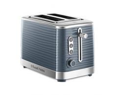 Russell Hobbs Toaster Inspire grau, 2 extra breite Toastschlitze, inkl. Brötchenaufsatz, 6 einstellbare Bräunungsstufen + Auftaufunktion, 1050W, Hochglanz-Kunststoff 24373-56 [Amazon Exklusiv]