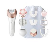 Philips Epiliergerät Satinelle Prestige BRE652/00 / Nass- und Trocken Epilierer inkl. 9 Zubehörteile für eine mühelose Anwendung an Beinen, Körper & Gesicht für langanhaltend glatte Haut