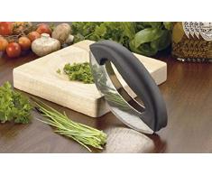 Sterngraf Schneidebrett Swing MIT Gravur (z.B. Namen), Kräuterbrett mit Wiegemesser mit Doppelklinge aus Spezialstahl, von Esmeyer, Brett aus Gummibaumholz, Maße: ca. 18 x 18 x 3 cm