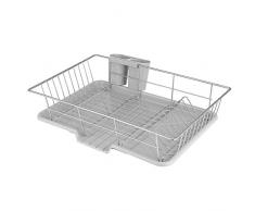 Cocoarm Abtropfgestell mit Abtropfschale Abtropfständer Abtropfkorb Multifunktionaler Geschirrständer Auffangwanne Besteckkorb Metall für Teller und Besteck