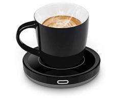 E-YIIVIIL Tassenwärmer Getränkewärmer mit Elektrischer Heizplatte Automatischer Schwerkraft-Sensor-Schalter für Tee Kaffee Milch Kaffeewärmer mit Eurostecker für Büro, Zuhause (Bis zu 131F/55C) (Set)