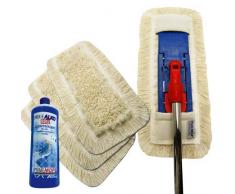 Bodenwischer Profi Wischmopp 50 cm aus Baumwolle 6 in 1 Set und Gratis Reiniger