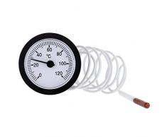 chinejaper Rund Thermometer mit Fühler, 1.5m Kapillarthermometer Kesselthermometer 120°C