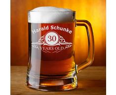polar-effekt Leonardo Bierkrug mit Gravur eines Namens und Jahreszahl – Bierseidel mit Motiv Altersangabe Years 0,3l