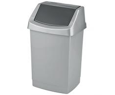 Click It Mülleimer mit Schwingdeckel 25 L silber Abfalleimer Eimer Abfall