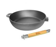 Gusseisen Pfanne Schmorpfanne Bratpfanne mit abnehmbaren Griff Ø 24, 26, 28 cm. Höne 5,8 und 6,6cm. (28)