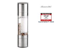 Rosenstein & Söhne Pfeffer und Salz Mühle: Manuelle 2in1-Salz-und Pfeffermühle mit 2 Keramik-Mahlwerken, 22 cm (Kombinierte Salz und Pfeffermühle)