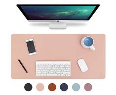 Knodel Tischunterlage, Schreibtischunterlage, 80 x 40cm PU-Leder Tischunterlage, Laptop Tischunterlage, wasserdichte Schreibunterlage für Büro- oder Heimbereich, doppelseitig (Rosa / Silber)