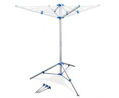 JOM Wäschespinne 4 armig Freistehend mit Füßen, Wäsche Ständer für Balkon oder Camping aus Aluminium 2KG leicht