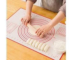 Sinwind Silikonmatte Silikon Backmatte Baking Mat BPA frei Nonstick mit Messungen Fondant Teig Gebäck Backmatte Teigmatte Wiederverwendbar für Fondant Gebäck Pizza Matte, 60x40cm Rot