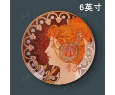 shovv Dekorative Teller Wandbehang Teller 6-Zoll-Dekorative Platte Hängende Platte Set Keramikplatte Dekorative Malerei Platte Wand Fototablett