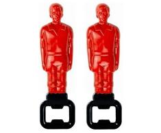 marion10020 Flaschenöffner Kapselheber Flaschen Öffner Kapsel Heber Bottle Opener, Kickerfigur, rot, 2er-Set