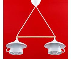 Große Tassenlampe, Doppelpendel Lampe aus 2 Jumbo-Tassen, E27, Boho Geschirrlampe, Küchenlampe aus Geschirr, Landhauslampe