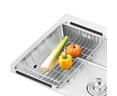 SANNO Küche Organisatore Edelstah Abtropfgitter Geschirrabtropfständer Geschirrabtropfkorb Geschirrkorb Geschirrkorb Mehrfunktion Größere Trocknungsgeschirrkorb
