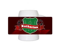 Fußball-Bierkrug mit Namen Katharina und schönem Fußball-Wappen - Fan-Bierkrug personalisiert - Deutschland-Krug - Bierhumpen