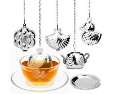 ASANMU Teesieb für Tasse, 5 Stück Teesieb mit Kette, Teekugel Edelstahl Tee Rostfreier, Teesieb Edelstahl Teefilter für Losen Tee, Premium Teesieb Teefilter Tee-Ei für Teekanne Tee-Tassen Tee-Schalen