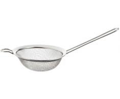 Fackelmann Sieb Ø 10 cm, Küchensieb aus Edelstahl, feinmaschiger Seiher mit Flachrand (Farbe: Silber), Menge: 1 Stück