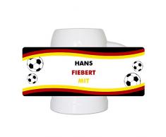 Fußball-Bierkrug mit Namen und Motiv - Hans fiebert mit - für Deutschland-Fans - Fan-Bierkrug personalisiert - Deutschland-Krug - Bierhumpen