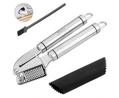 Mitavo hochwertige Edelstahl Knoblauchpresse, Küchenhelfer, Ingwerpresse, Walnussknacker mit Aufhängehaken spülmaschinenfest