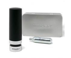 WINARO® Original WineSaver Set Basic - patentierter Weinflaschenverschluss mit WINEGAZ Kartusche Wein Geschenk und Alternative zu Vakuum Weinpumpe