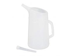 Relaxdays Ölkanne 5 L, flexibler Einfüllstutzen, Ölmessbecher, Skala, Ölwechsel, bruchsicher, Auto, Werkstatt, PE, weiß