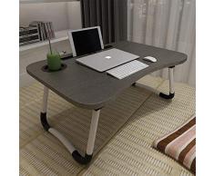 ACITMEX Laptop-Betttisch, faltbar, tragbar, mit Getränkeschlitz, Notebook-Ständer, Frühstückstablett, Buchhalter für Sofa, Bett, Terrasse, Balkon, Garten, Schwarz