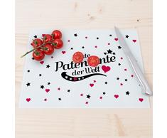 Wandkings Glasschneidebrett mit Schriftzug „Beste Patentante der Welt“ - Glasschneideplatte, Schneidebrett aus Glas, Frühstücksbrettchen