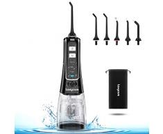 Laxycare Munddusche Elektrische Wasser Flosser mit 5 Düsen, 300ML kabellos Mundduschen mit 3 Modi, IPX7 Oraler Irrigator, USB wiederaufladbarer Zahnreiniger Zahnreinigung für Zuhause, Reise - Schwarz