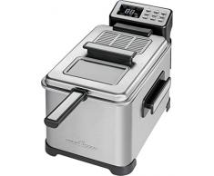 Profi Cook PC-FR 1088 Kaltzonen-Fritteuse, Deckel mit Sichtfenster, LCD-Display 6 elektrisch-regelbare Frittierprogramme, 2500 W, 4 L, schwarz / edelstahl