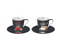 Easy Life 2 Espresso Tassen Set, Porzellan, Mehrfarbig, 12.5 x 12.5 x 9.5 cm