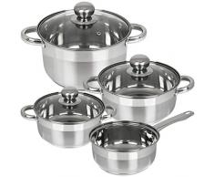 7tlg. Kochtopf Set Induktion Stieltopf Topfset Edelstahl Kochgeschirr Topf Glasdeckel