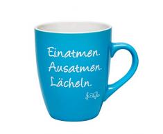 LePaJo Tasse mit Sprüchen: Einatmen. Ausatmen. Lächeln. Farbenfrohe Kaffeetasse, Tasse, Tassen, Kaffeetasse, Tasse Spruch
