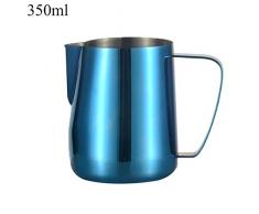 Meilijie Handheld Espresso Kaffeekanne Edelstahl Milchschaumtopf Kaffee Latte Milchschaum Topf Kaffeekanne Werkzeug, Dunkelblau, 350 ml, China