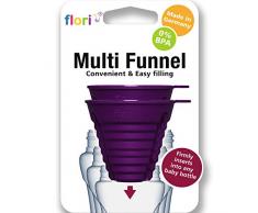 Flori Baby Multi Trichter für präzises Befüllen von alle Babyflaschen ohne sie festzuhalten, steckfest für 7 verschiedene Durchmesser, 100% Made in Germany, BPA frei, 2er Set, violett