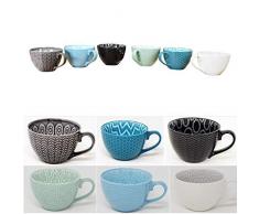 DRULINE Geschirrserie Inari Porzellan Service Geschirrset Tafelservice Kombiservice 6 x Suppentasse