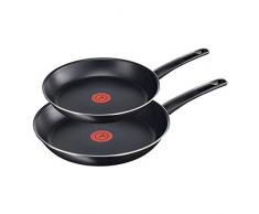 Tefal First Cook Pfannenset 2-teilig B43506, 24 und 28 cm Titanium Force Antihaftbeschichtung, Pfannen mit integrierter Temperaturanzeige, ergonomischer Griff, Bratpfanne mit Schüttrand