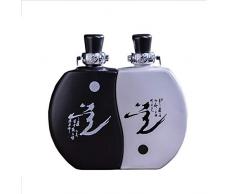 HHGO Weinfass Keramische Hauptweinflaschen, Dekorative Weinfässer des Traditionellen Chinesen Der Weinlese, Kreativer Leerer Flaschenschwarzweiss-Weinkrug, Passend for Die Küchenfeste Im Freien