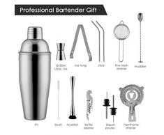 Hochwertiges Cocktailshaker Set,13-teiliges Bar Tool Set,großer Getränkemixer,Cocktail Shaker Set,Perfect Home Bartending Kit aus Edelstahl,Barkeeper Set(750ML)