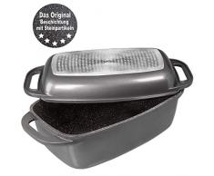 STONELINE Bräter 40 x 22 cm, mit Aluguss-Deckel, induktionsgeeignet, Deckel als Auflaufform verwendbar