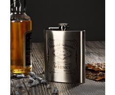 polar-effekt Edelstahl Flachmann mit Gravur - Schnapsflasche 200 ml - Geschenk-Idee zum Geburtstag oder Vatertag - Motiv Quality Whiskey
