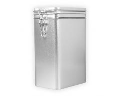 Hundefutterdose Boxer, Vorratsdose, Leckerliedose, Blech-Dose, Hundenapf mit Motiv Boxer - silber