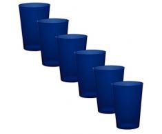 TW24 Becher - Sektflöte Kunststoff - Kelche - Trinkgläser Gartenparty - Trinkgefäße Modellauswahl (transparent blau, Glas 6 Stück)